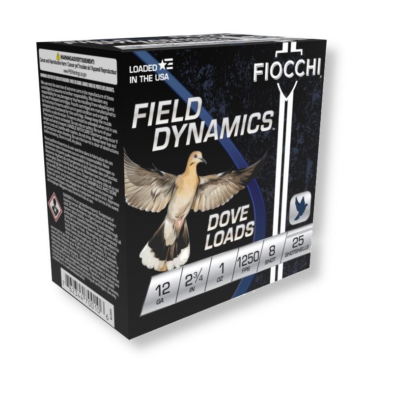 12 Ga – 2.75″ – 1 oz #8 Lead Shot – Fiocchi (12GT8)– 250 Rounds