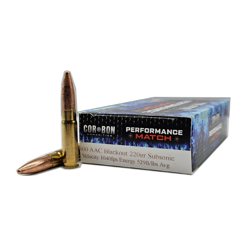 300 Blackout – Corbon Performance Match 220 Grain Subsonic FMJ – 20 Rounds
