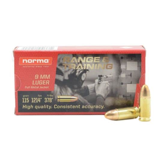Norma 9mm 115 grain FMJ Range and Training (50 rd box)