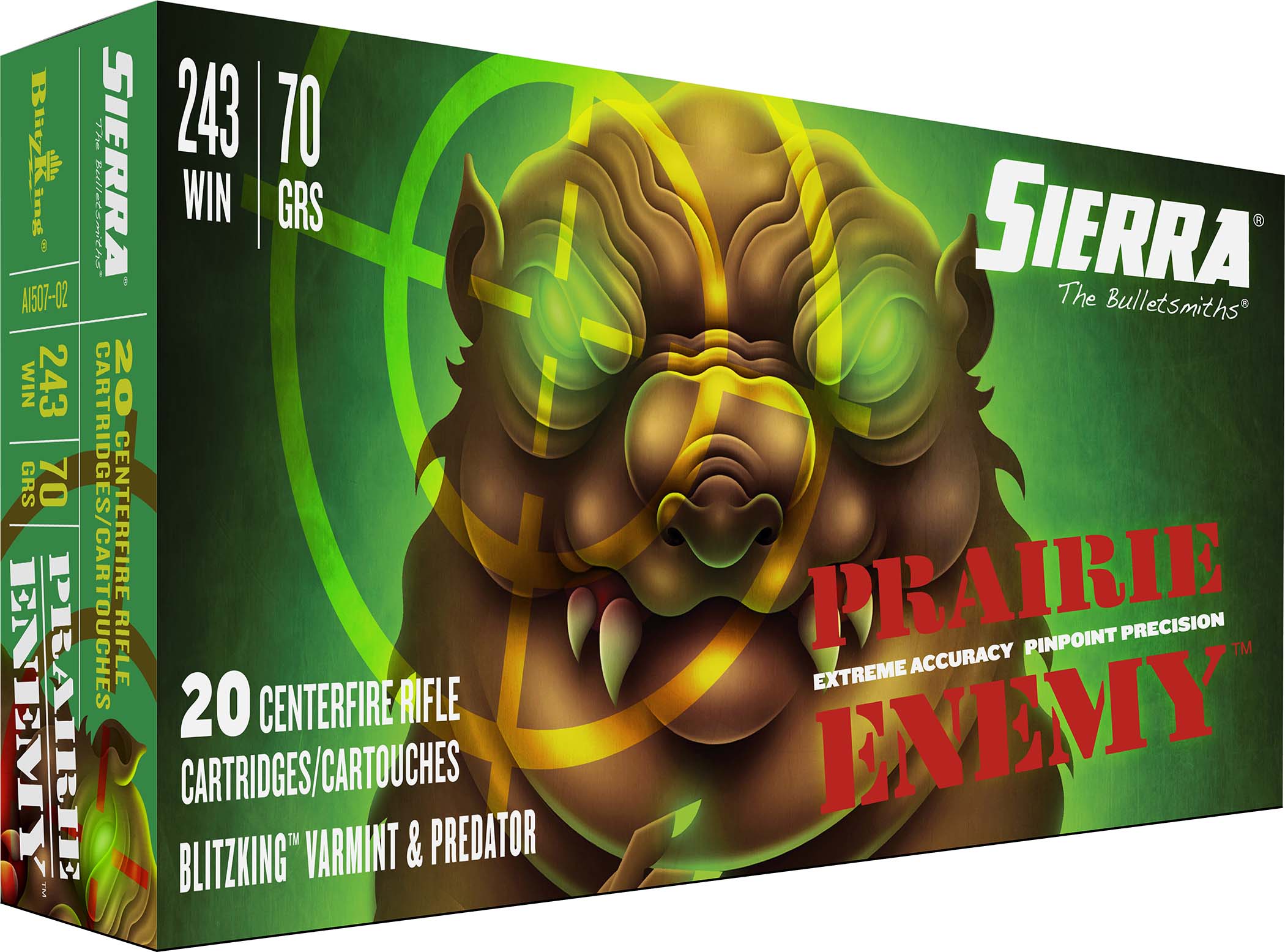 Sierra BlitzKing .243 Win 70 grain Polymer Tip 20 rd box 3450 FPS FREE SHIPPING (500 rd case)